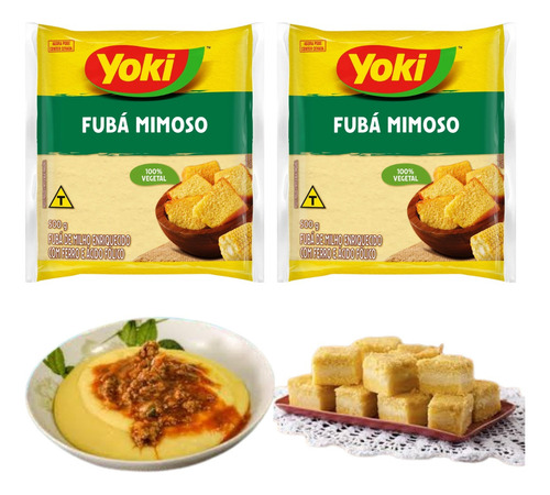 Kit 2 Fubá Mimoso Yoki 1kg Tradicional Polenta Bolo