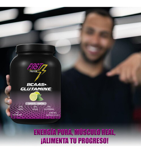 Aminoácidos Bcaas + Glutamina Fast 1kg Varios Sabores Limón