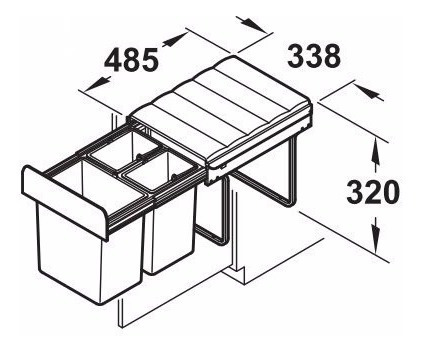 Imagen 2 de 3 de Cubo Cesto Residuos Cod, Hafele 502.67.750 Triple 1x16/2x8 L