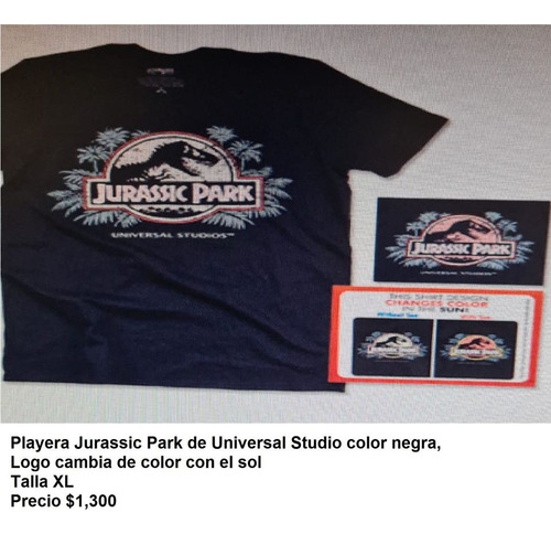 Playera Jurasic Parck, Logo Cambia De Color Talla Xl