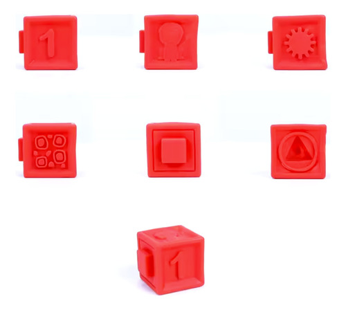 Set 8 Bloques Sensoriales De Encaje Con Números De Goma Color Rojo