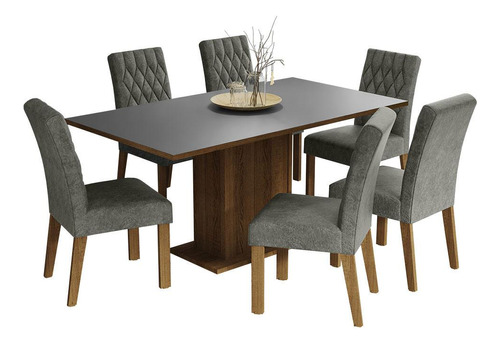 Juego Comedor Mesa Tablero Madera 6 Sillas Hanna Madesa M/g