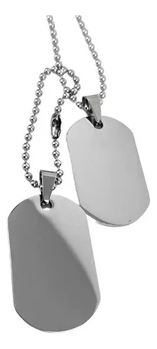 Placa Estilo Militar Doble Acero Inoxidable Collar Cadena