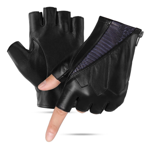 Fioretto Guantes Sin Dedos De Cuero Genuino Para Hombre Para