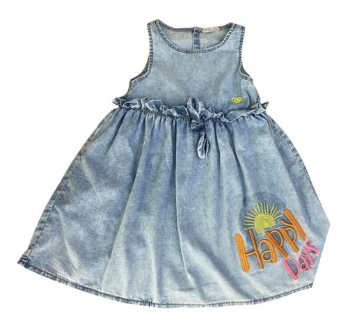 Imagem 2 de 4 de Vestido Infantil Jeans Azul Verão Mon Sucré Sunday 21086