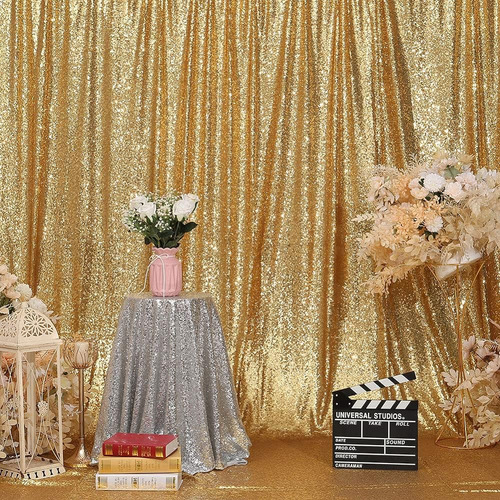 Squarepie Sequin Backdrop 10ft X 10ft Gold Photography Backg