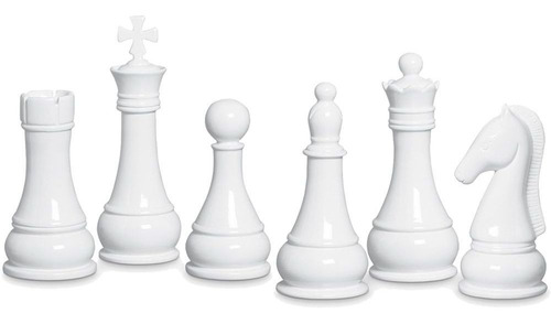 Jogo De Xadrez Branco Para Decoração Conjunto Com 6 Peças