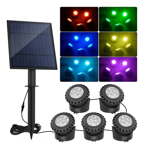 T-sun Solar Pond Light, Super Bright Led Underwater Color Ch