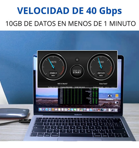Cable Usb-c 4.0 Para Thunderbolt 4 40gbps 100w 8k 60hz 4k 1m
