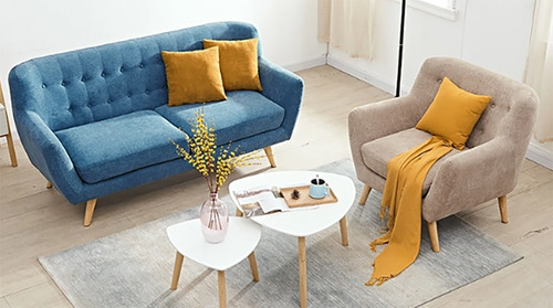 Imagen 5 de 6 de Sillones Sillon Tela Sofa 3 Cuerpos Azul Living Divino