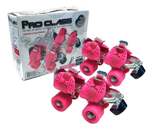 Imagen 2 de 12 de Patín De Metal Extensible 4 Ruedas Con Agarraderas -rosa