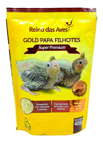 Alimentação calopsitas Reino Das Aves Gold Papa Filhotes 400g