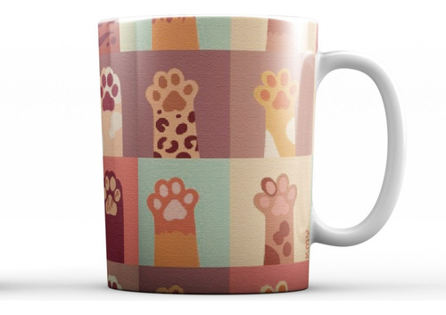 Taza De Cerámica Patas Felinos Huella Gato Perro