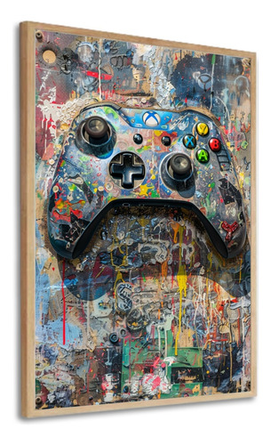 Quadro Decorativo Manete Gamer Controle Geek 60 X 80 Moldura