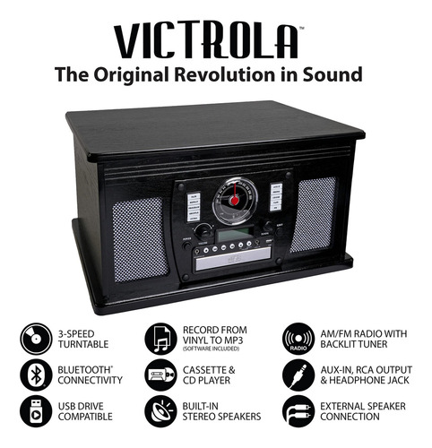Tocadiscos Victrola 8 En 1 Bluetooth Con Altavoces, Color Ca