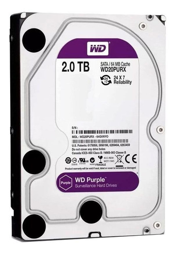 Imagen 2 de 4 de Disco Duro Interno 2 Tb Western Digital Wd20purx Púrpura