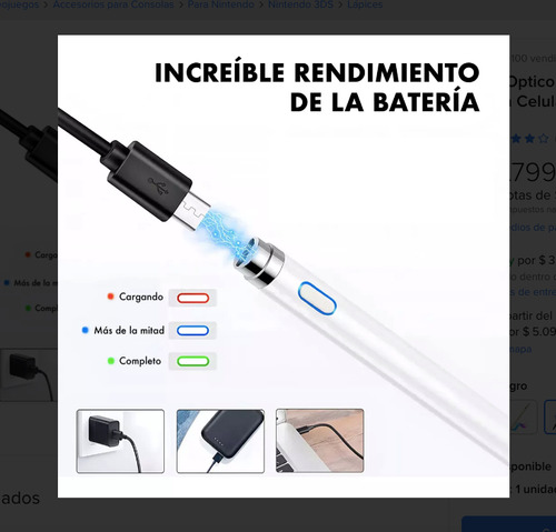 Lapiz Optico Capacitivo Punta Fina Celular Tablet Juegos Pen
