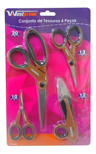 Imagem 2 de 3 de Kit De Tesouras Corte De Costura 4 Peças Westpress