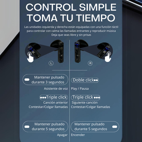 Audifonos Inalambricos Comerliv S10 Pantallatouch Ergonomico Negro