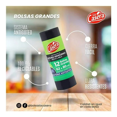 4 Pzas Bolsas Para Basura La Casera Medianas Inorgánicas 20