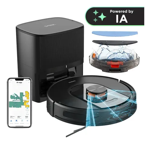 Aspiradora Trapeadora Robot Gadnic 5000pa Lds Laser Base Autolimpiante 3.2l 200 Min Autonomia App Tuya Mapeo Laser Negro