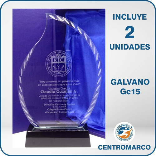 2 Galvanos Cristal Gc15 Logo Y Grabado 24,5 Cm Envio Gratis 