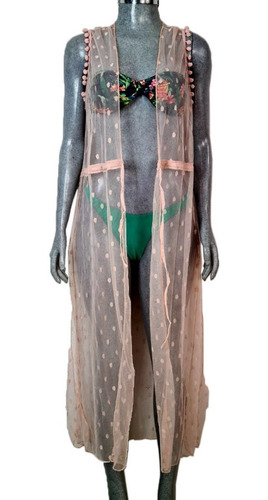 Chaleco Largo Transparente Para Dama De Moda Tipo Ensamble