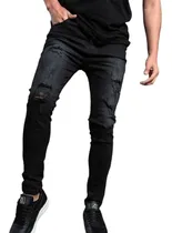 Comprar Pantalones Jeans Pitillo Rasgado De Moda Para Caballeros