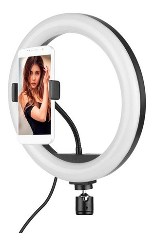 Imagen 5 de 10 de Aro Iluminador Led 26 Cm Circular Usb Con Mini Tripode