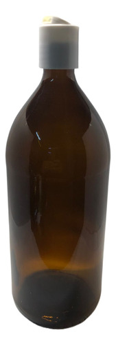Botella Ámbar De Vidrio 1 Litro Tapa Disc Top (12pzs)