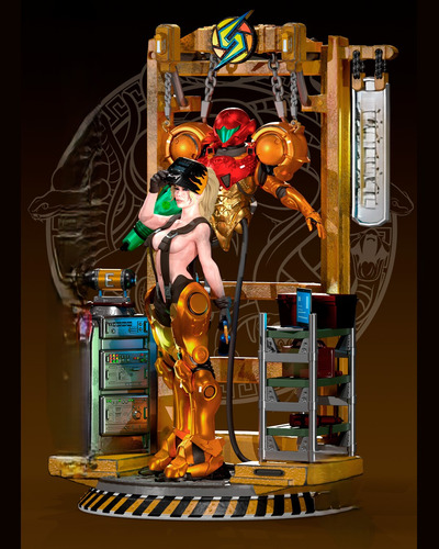 Samus Aran - Metroid - Em Resina 12k - Tinta Importada.