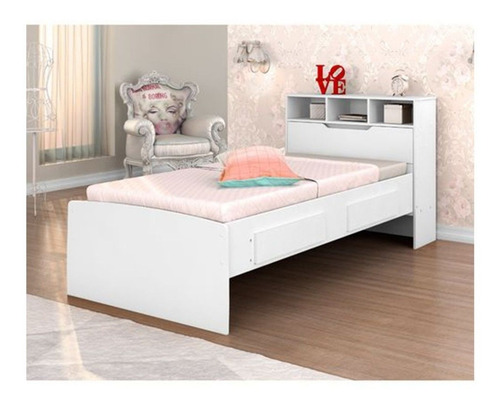Cama Solteiro Ravena Com Baú, 2 Gavetas - Branco