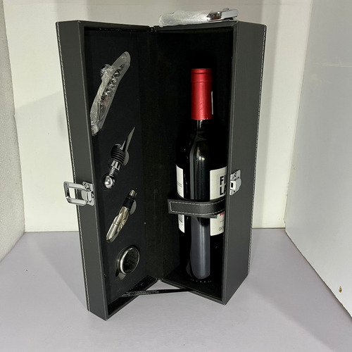 10 Set Caja Porta Botella Vino Bar Con Utensilios Y Asa