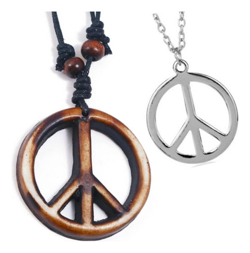 Collar Con El Signo De La Paz - Colgantes Hippie (2 Piezas) 