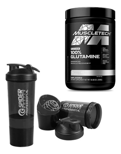 Platinum Glutamine Muscletech 60 Serv + Shaker 500ml + Envio
