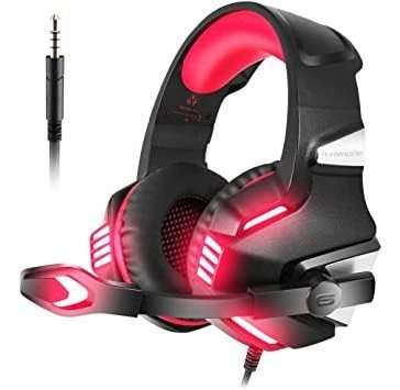 Audífonos Gamer Hunterspider V3 Negro Y Rojo Con Luz Led Pro