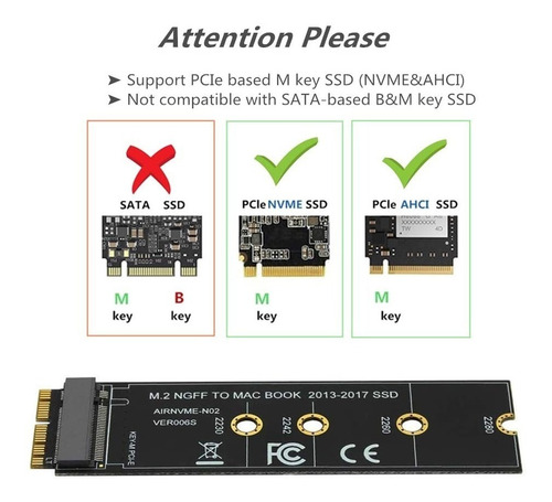 Imagen 3 de 4 de Adaptador M.2 Nvme Pcie Ngff Ssd A Macbook Air Y Pro Y iMac