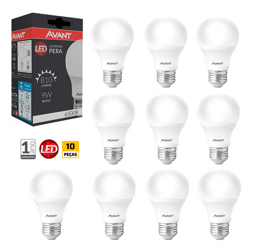 Kit 10 Lâmpada Led 9w Bulbo Soquete E27 Bivolt