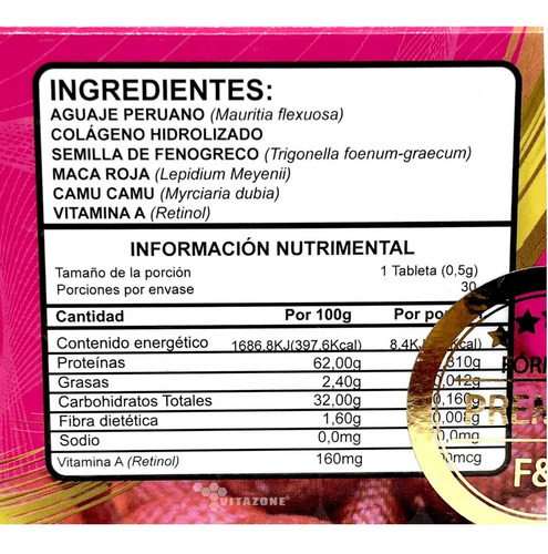 Aguaje Peruano 30 Tabletas Fer Y Greco