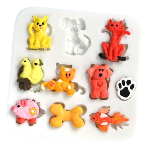 Molde Silicone Animais Gato Cachorro Peixe Porco Passarinho