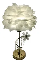 Comprar Lampara De Mesa Elegante Moderna Pantalla Plumas Y Caireles