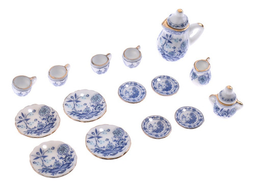 Auge 1:12 Miniatura Juego De Té De Porcelana Plato Taza Olla