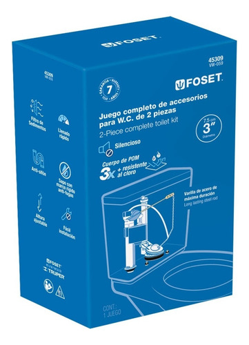 Juego Herraje Descarga Wc Kit De Valvula Facil Ajuste 45309