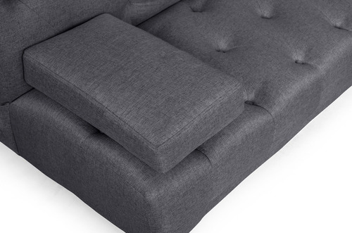 Sofa Cama Individual Plegable Sillon Reclinable Carol Makora Color Gris Oscuro Diseño De La Tela Lino
