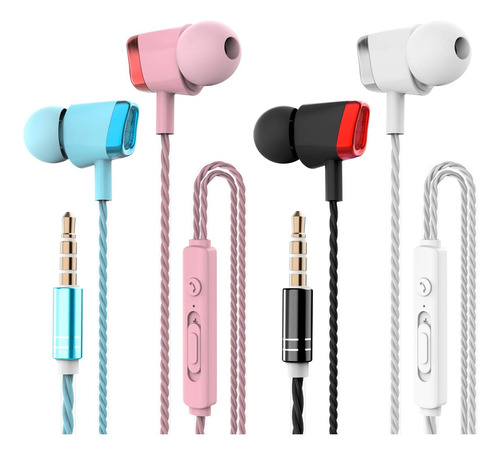 Paquete De 4 Auriculares Con Micrófono Y Control Remoto, Aur