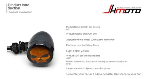 Luz Giro Calavera Metal Señal Giro Retro Motocicleta