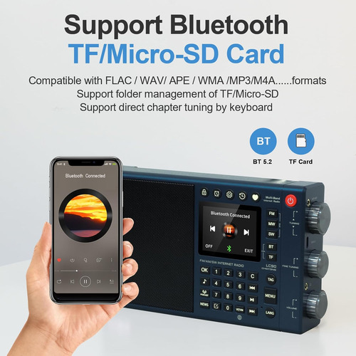 Radio Internet Lc90 Am Fm Sw Ssb Bluetooth Microsd Azul