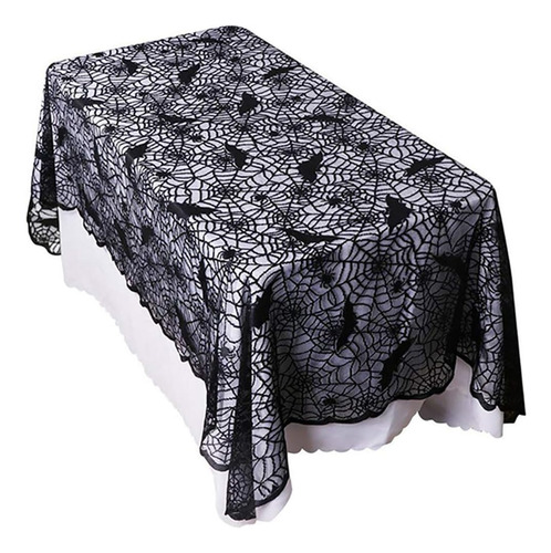Mantel Rectangular Negro De Telaraña Para Halloween