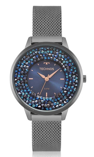 Relógio Technos Feminino Crystal Elegance 2035mqc/5a Grafite