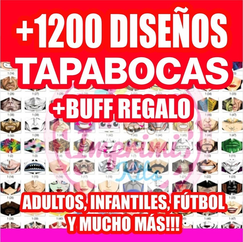 + 900 Diseños Plantillas Sublimacion Tapabocas Barbijos 